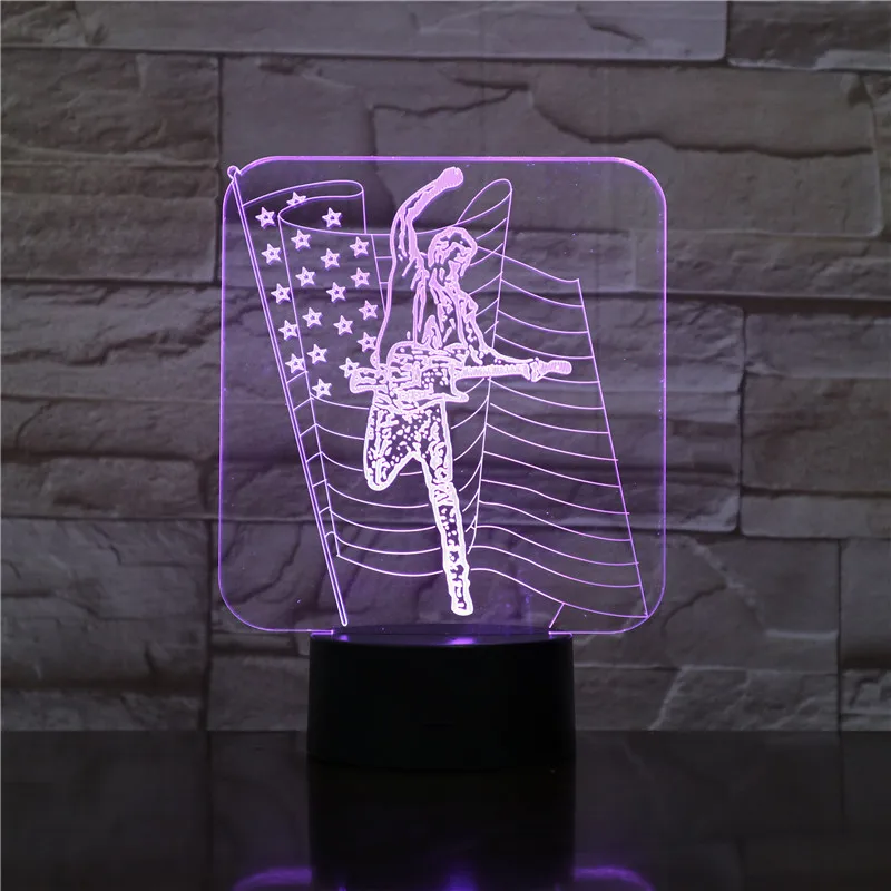 

3D-1574 Music Guitar Player LED Acrylic Night Light with 7 Colors Touch Remote Control Illusion Change Home Decoration Lights