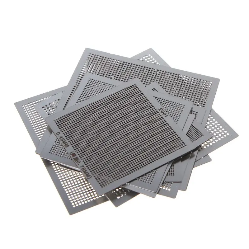 

2020 New 10Pcs/set BGA Reballing Universal Stencil Template Kit for Computer IC Chip Repair Stencils Parts High Quality