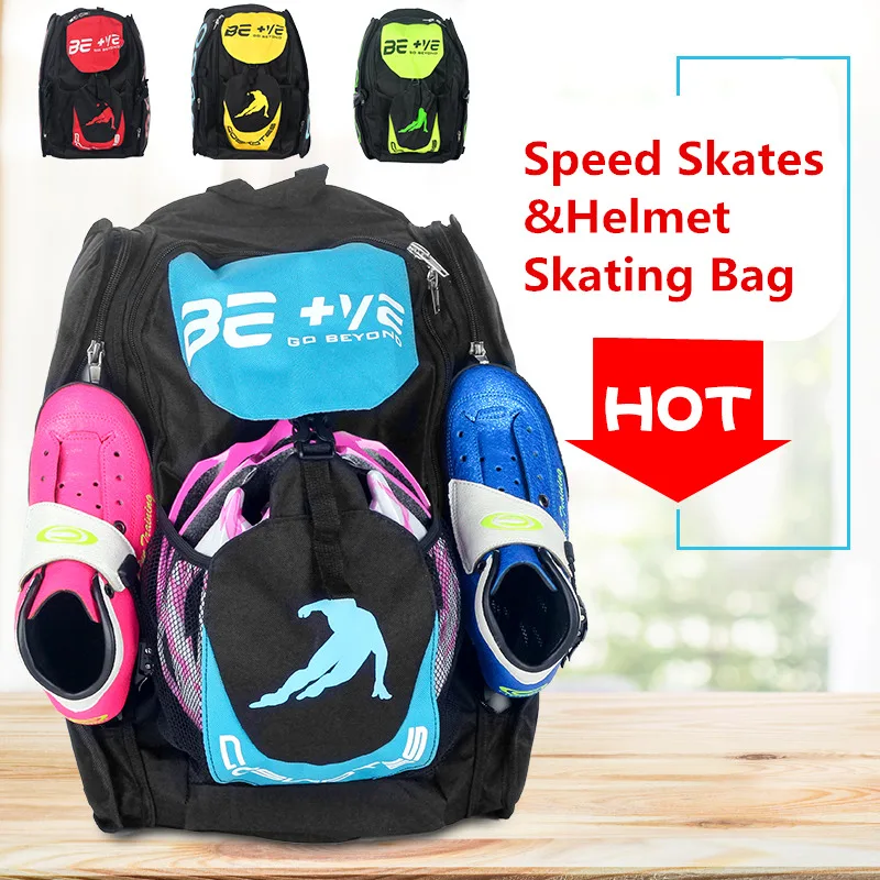 Original BE+VE go beyond inline speed skates shoes container speed patines outdoor helmet skating bag backpack support 4X110mm