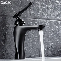 bathroom basin faucets hot cold mixer tap deck mount waterf bath washing faucet matte black blacked polished faucet brass