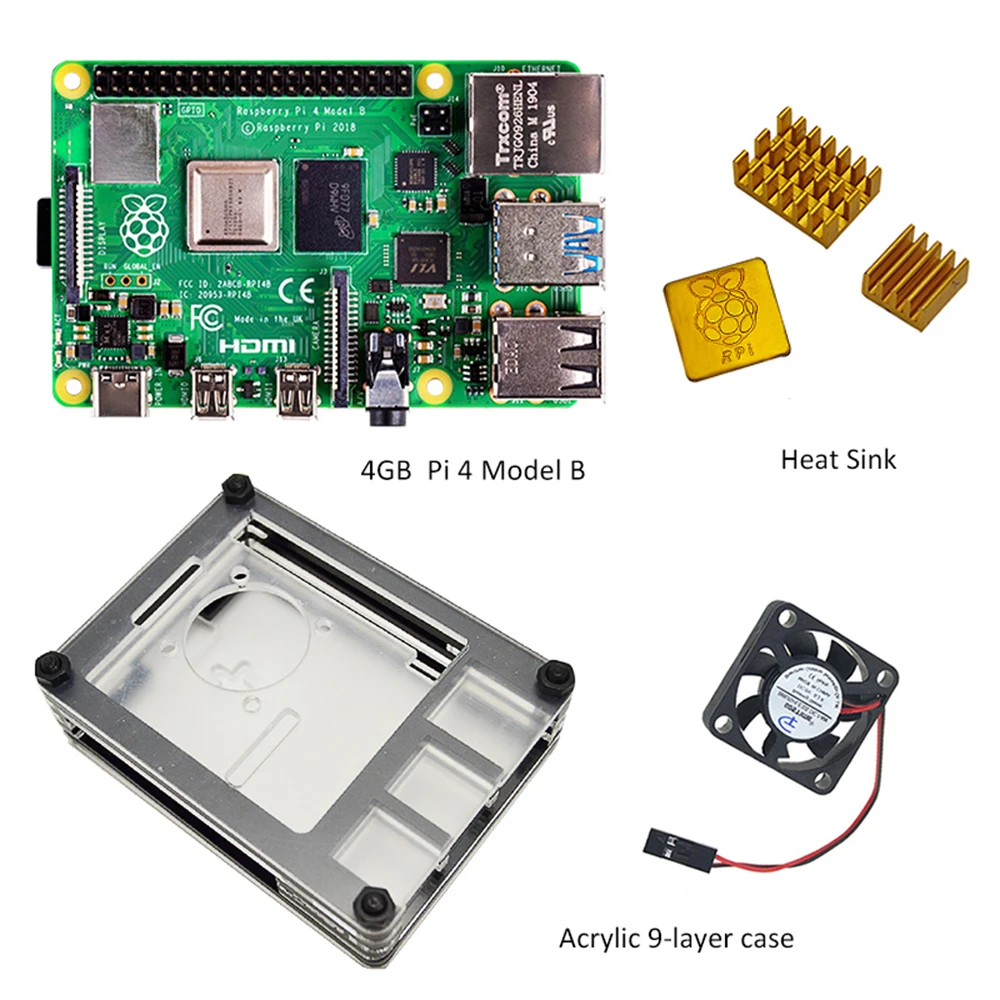 Verkauf Raspberry Pi 4 Modell B Starten Kit - 8GB/2GB/4GB RAM Mit Pi 4 B Neue 9 Schichten Fall Mit Fan Und Die Kühlkörper Kühlung Kit