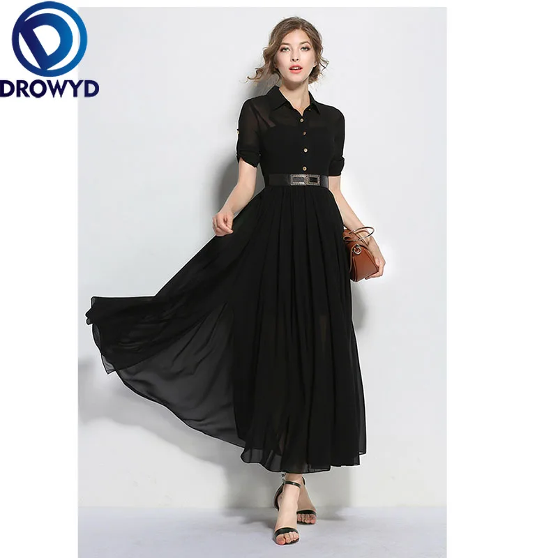 

Spring Autumn Women Black Elegant Temperament Dress Office Lady Long Sleeve A-Line Shirt Dresses vestidos de mujer femme robe