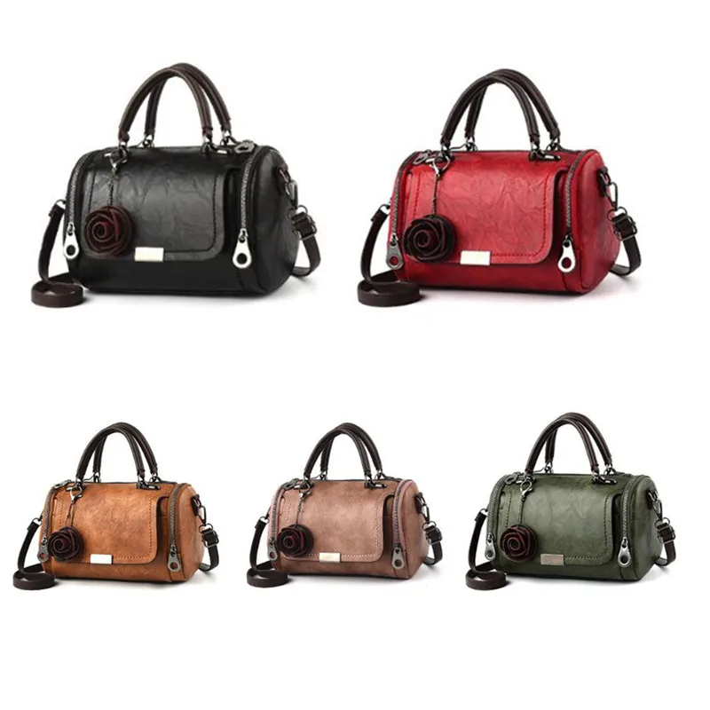

2020 New flowers Pendant Handbag Women's fashion Boston bags single shoulder bag ladies crossbody bag PU messenger bag