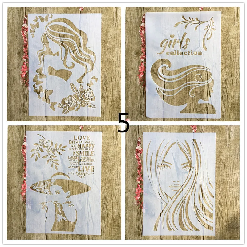 4pcs / set A4 letter of the alphabet Stencils Painting Coloring Embossing Scrapbook Album Decorative Template paper card wall | Канцтовары