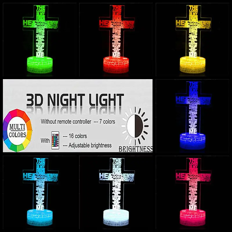 Поэма христианский крест со светодиодной подсветкой Священная Библия Псалом 3D