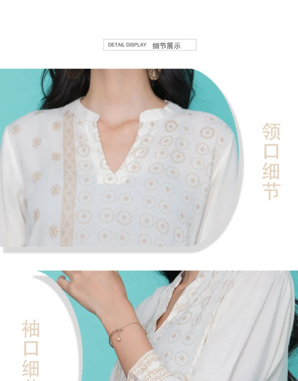Новые женские модные комплекты в этническом стиле хлопок печати Индии Kurtas три четверти рукав длинный топ брюки