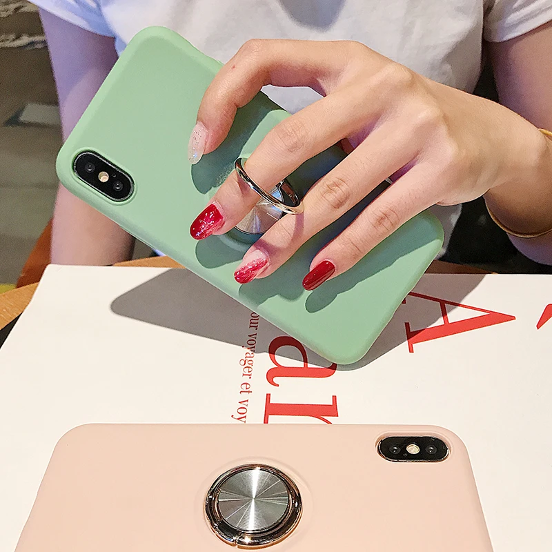 KISSCASE Original Silicone Case For iPhone 7 8 6 6S Plus 11 Pro X XS MAX XR Magnetic Ring Samsung S8 S9 S10 Cover |
