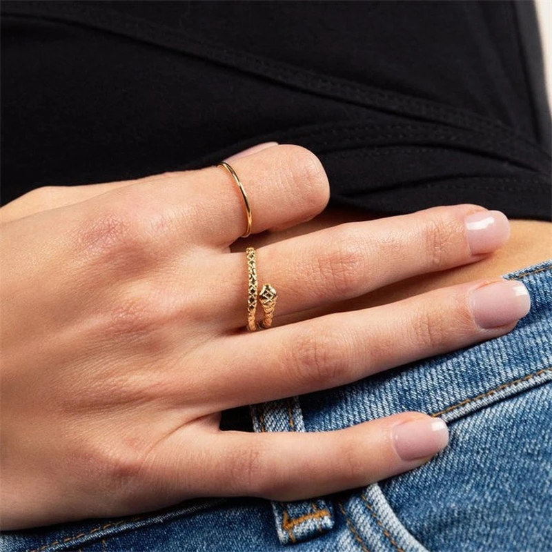 

BOAKO Hot Sale S925 Sterling Silver Snake RingCold Wind Personality Opening Ring Creative As Gift