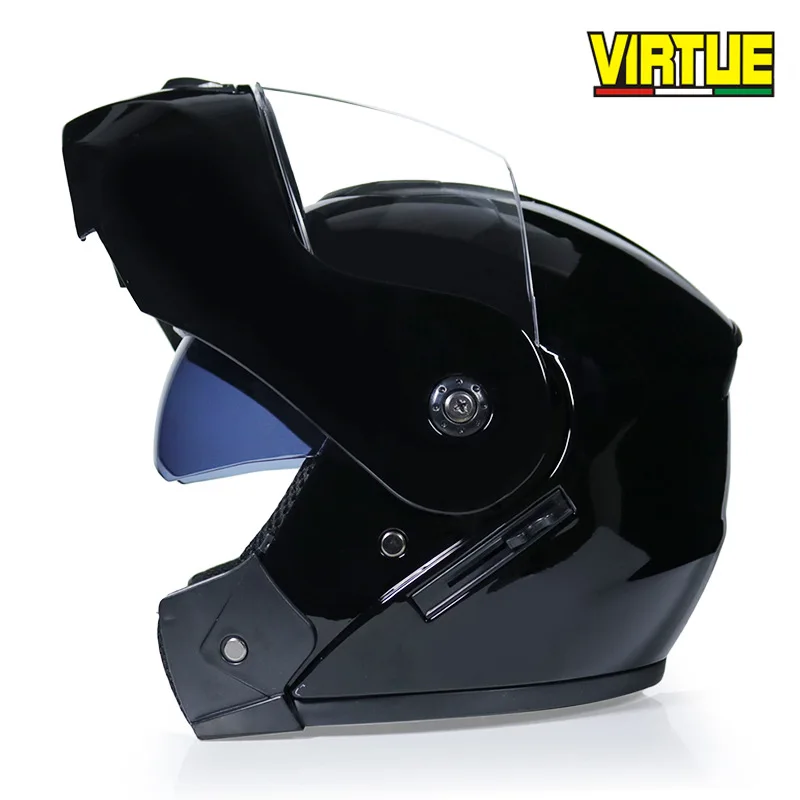 Motorcycle Helmet Double Lens Open Face Helmet Full Face Helmet Racing Helmet Running Helmet Unisex Dual-Use Helmet - Color: 1