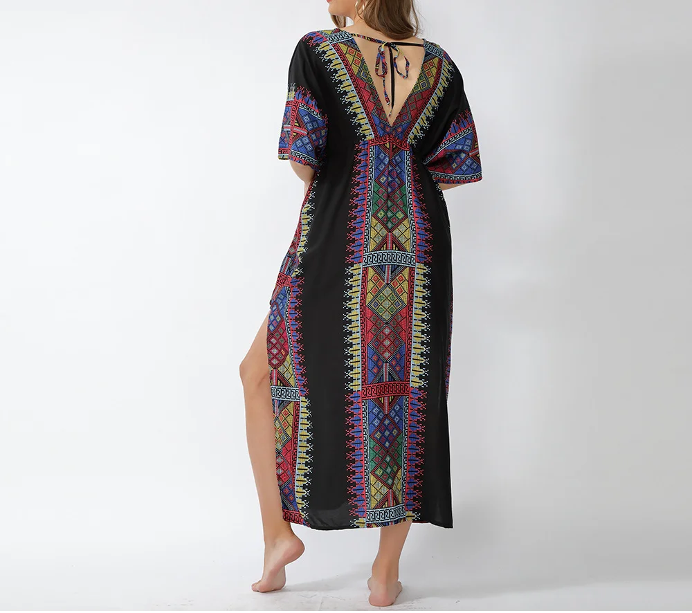 

Polyester Beach Swimming Cover Ups Deep V Loose Swimwears Summer Water Bathing Suit Bikini Sexy Women Sun Protection Swimsuit