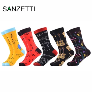Носки SANZETTI мужские из чесаного хлопка, разные идеи, дышащие, с рисунком астронавта, гитары, лося, для подарка
