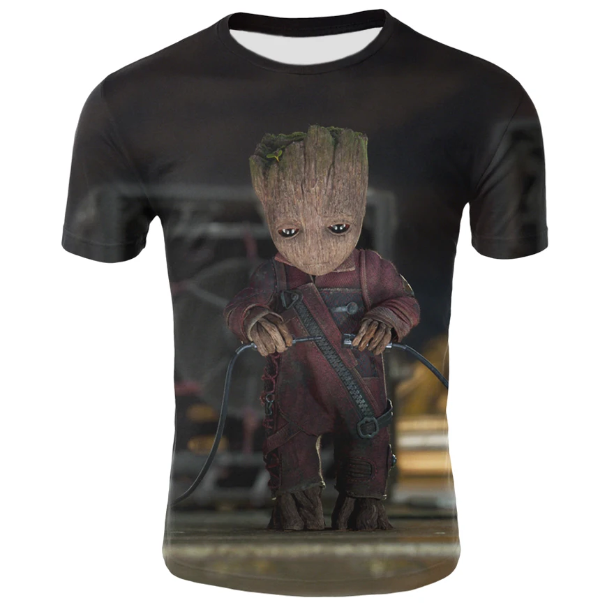 

2021 new men's 3D printed T-shirt short-sleeved T-shirt short-sleeved Groot Guardians of the Galaxy Men's T-shirt for men, women
