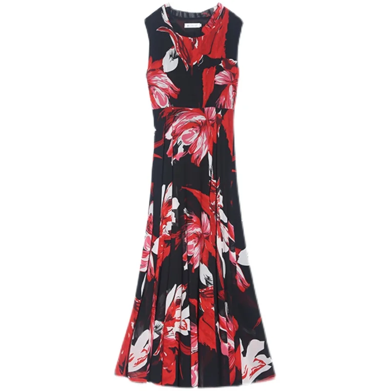 

2021 Summer Floral Chiffon Dress for Women Beach Boho Sundress Bodycon Elegant Maxi Vestidos Print Vintage Party Long Dresses