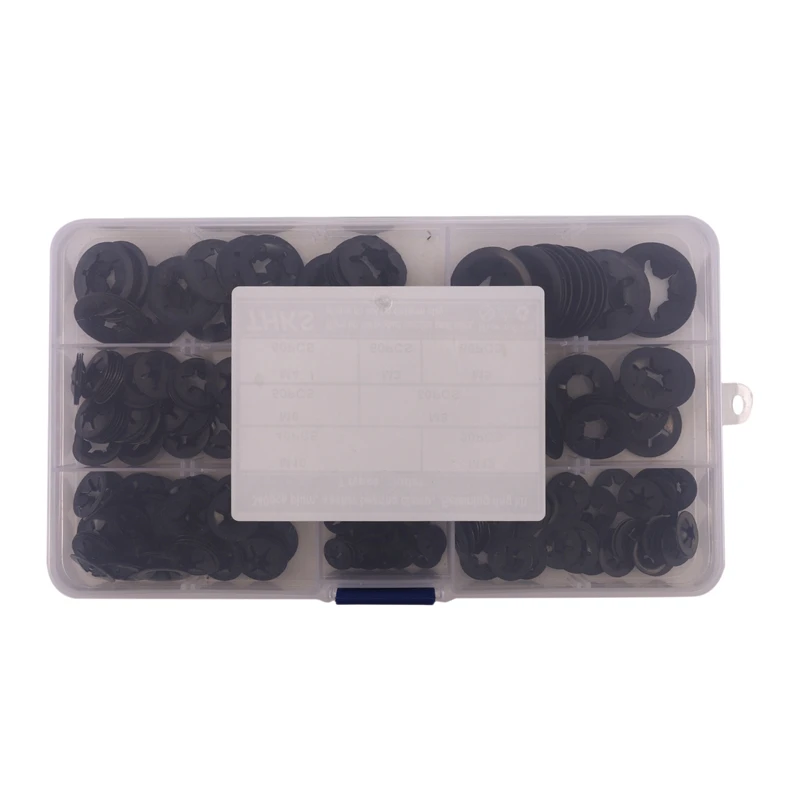 340Pcs Internal Tooth Starlock Washers Lock Assortment Kit Push on Speed Clips Fasteners (7 Size) | Инструменты