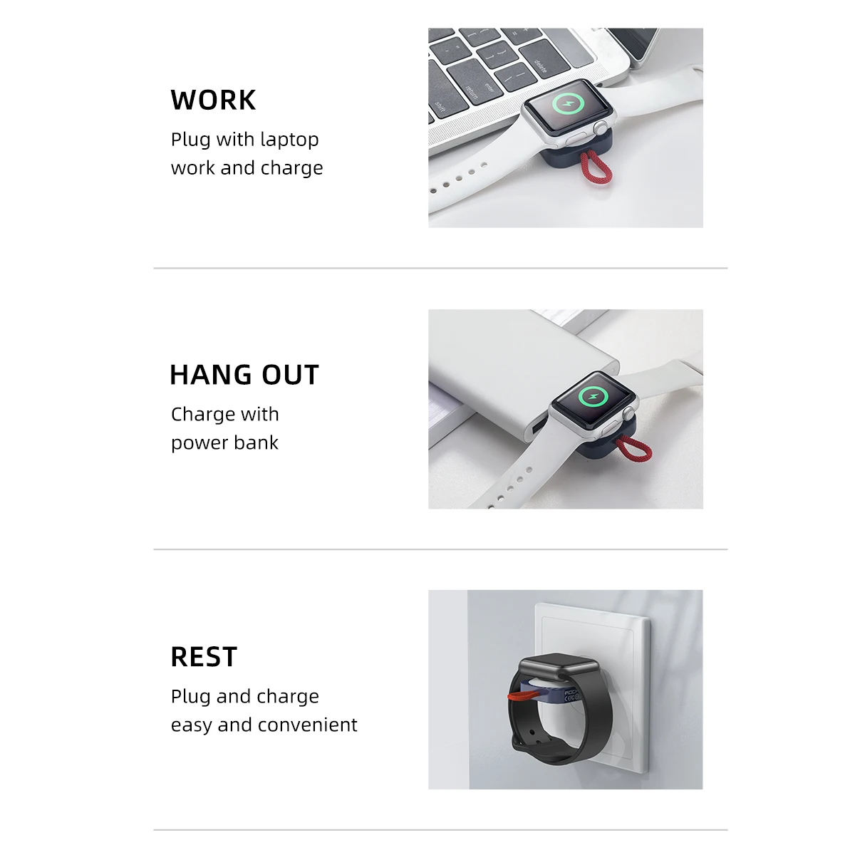 Беспроводное зарядное устройство ROCK для Apple Watch Series 7 6 5 4 3 портативная Магнитная