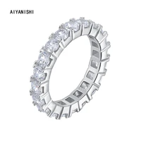 aiyanishi 925 sterling silver wedding 3mm round full eternity band ring for women row drill rings girl party lover ring jewelry