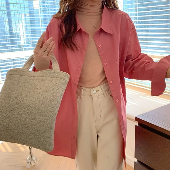 Дизайнерская синяя рубашка Длинный топ Bf Wind женская летняя Корейская Свободная с