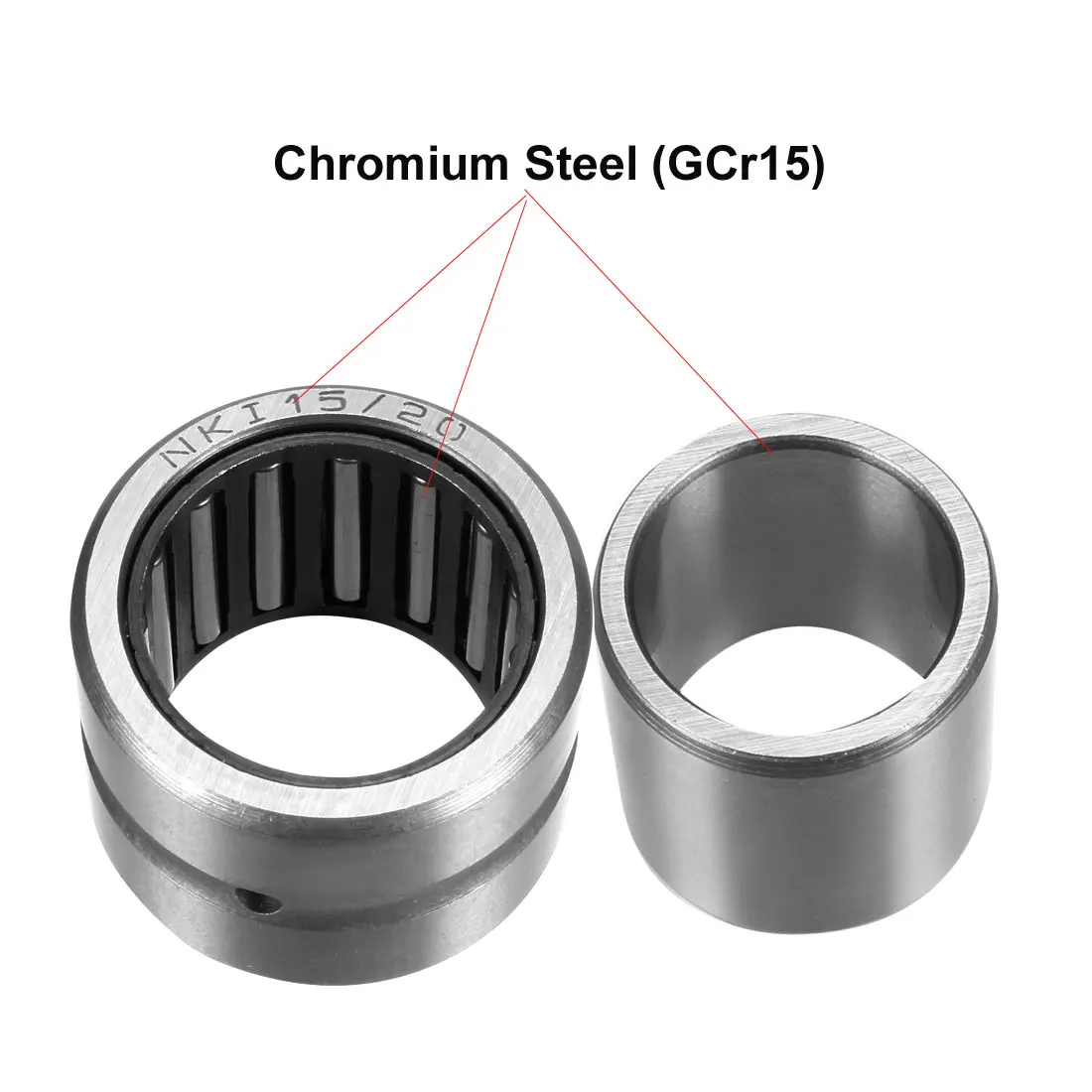 

uxcell Machined Ring Needle Roller Bearing with Inner Ring, NA/NKI Series Bearings, 10mm-50mm Bore NKI15 20(15x27x20)2p