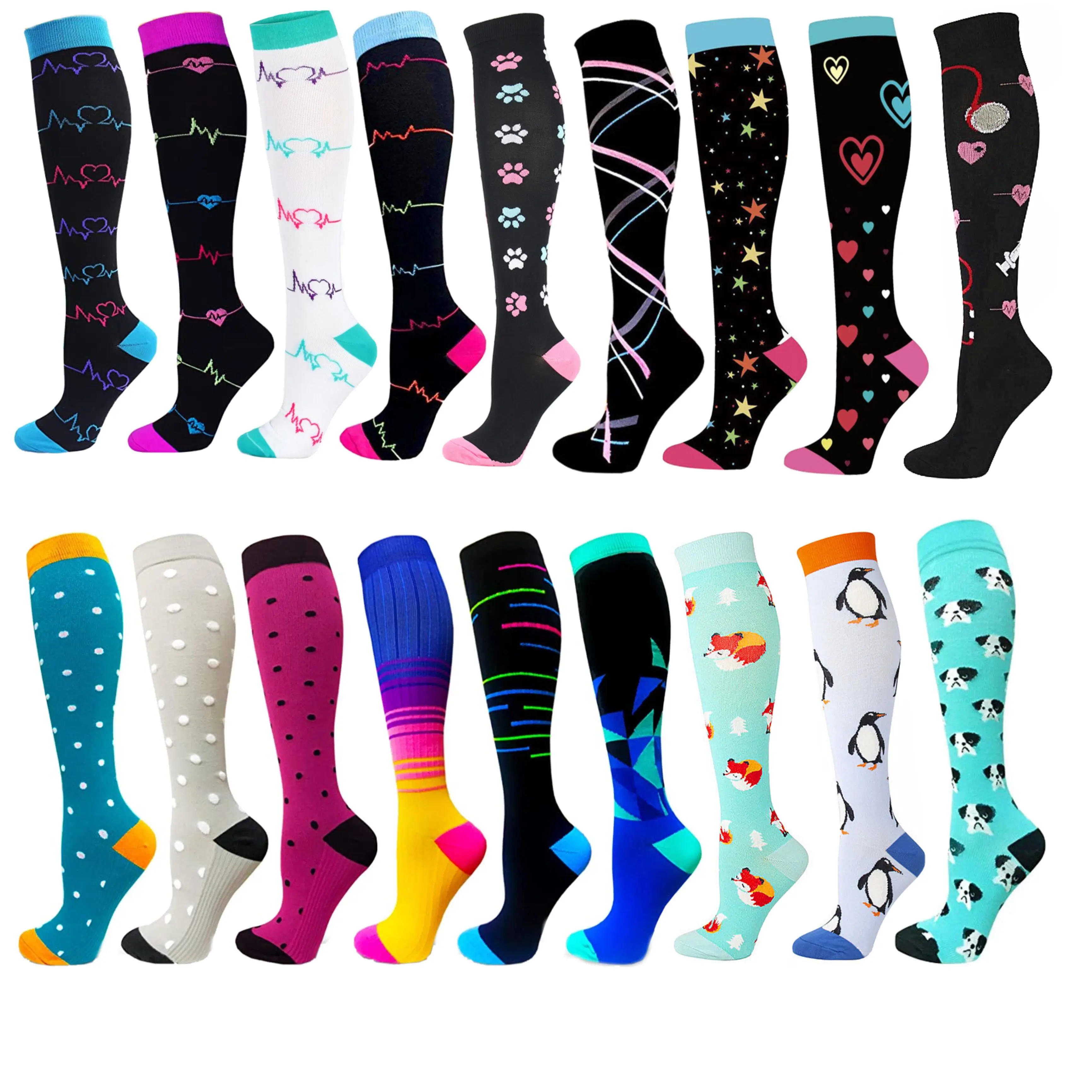 

New Compression Stockings Men Women Knee Stocking Outdoor Running Marathon Compression Socks Breathable Fitness Sport Socks