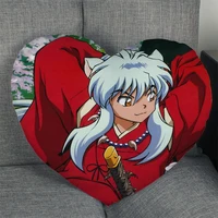 japanese anime inuyasha pillow case heart shaped zipper pillow cover satin soft no fade pillow cases home textile decorative