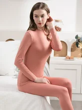 FAKUNTN – ensemble de sous vêtements thermiques pour femme, sous vêtements féminins, Sexy, Slim, intimes, longs, col moyen, vêtements thermiques façonnés  (3)