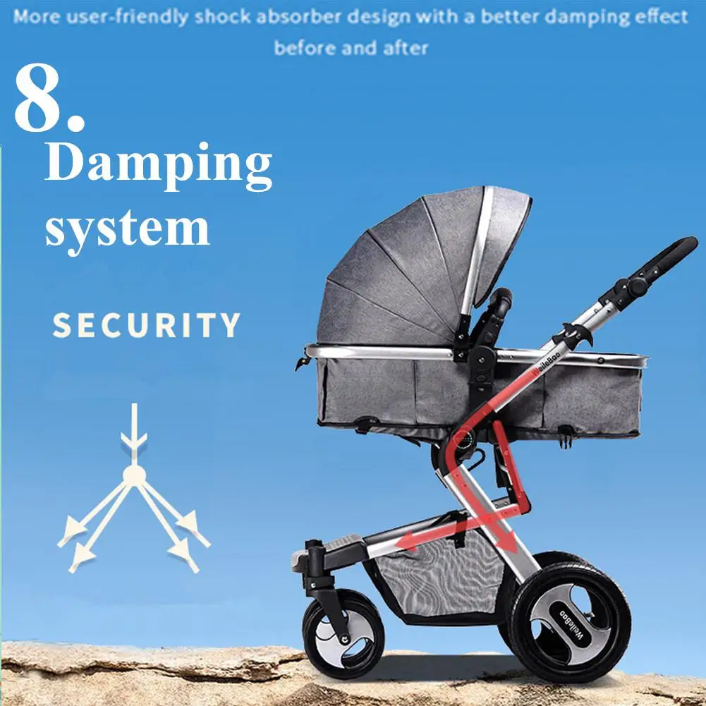 Kidlove Baby 2 в 1 детская коляска складная анти-шок складываемая коляска Высокая land-scape модная коляска