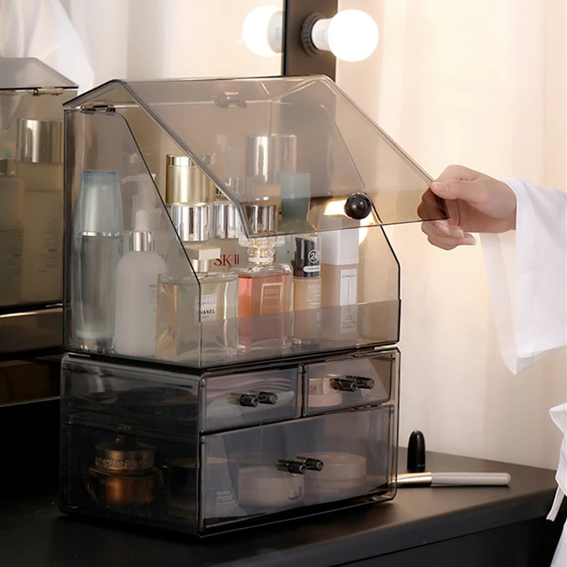 Ящик для хранения косметики органайзер макияжа настольный пыленепроницаемый