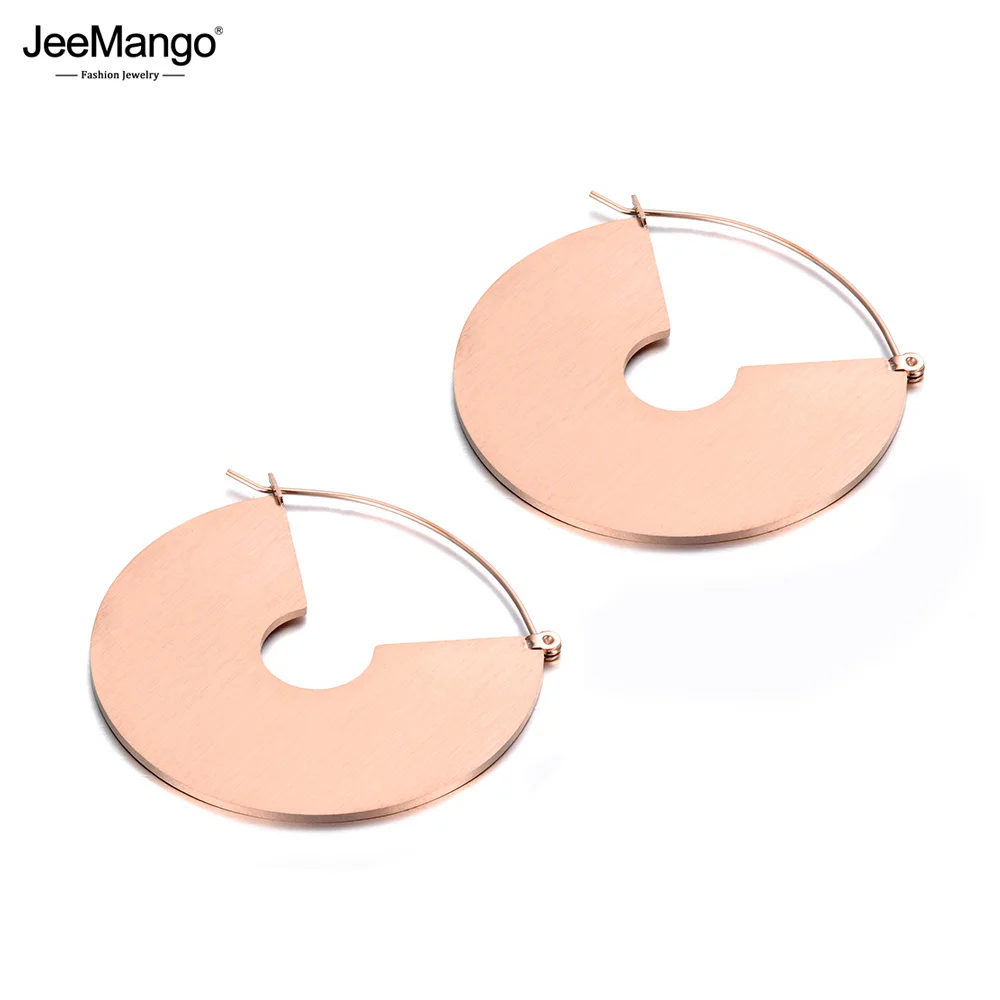 Женские серьги кольца JeeMango винтажные из нержавеющей стали матового золотого