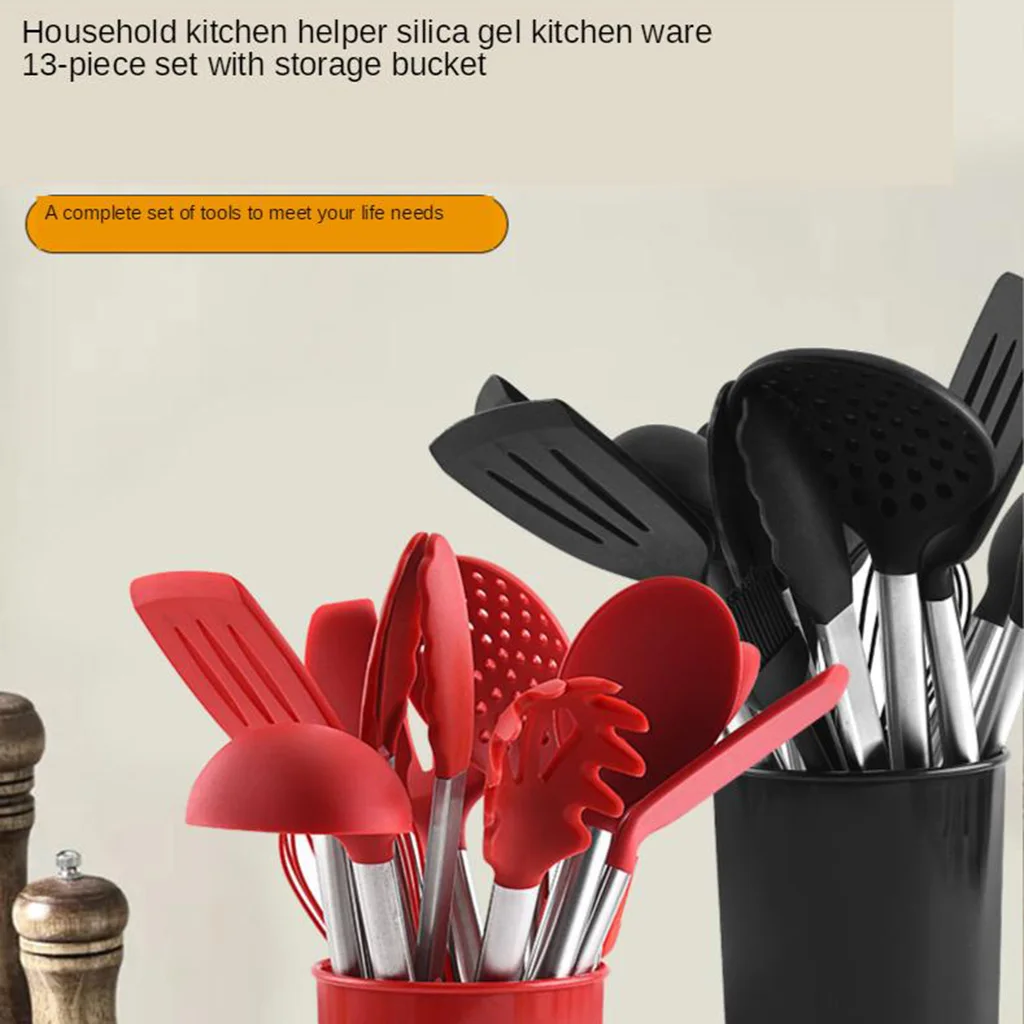 

13pcs Kitchen Non-stick Silicone Handle For Kitchen Restaurant Free Hooks