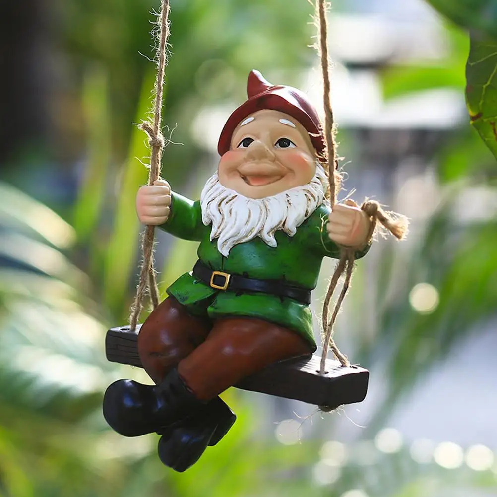 

Resin Swing Dwarf Ornaments gnome statue Outdoor Lawn Hanging Accessories Crafts Courtyard Home Figurines Garden Decoration