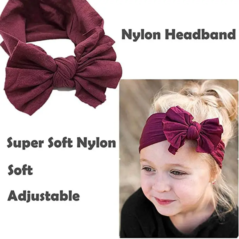 

8PCS Nylon Bow Headbands Wide Nylon Headbands TurbanBaby Girls Head Wrap Hair Accessories 97BC