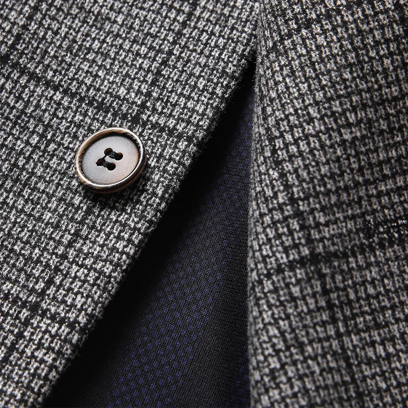 

New Arrival Fashion Knitted Elastic Men Casual Suit Autumn Plaid Youth Slim Single Breasted Blazers Men Suits Plus Size M-3XL4XL