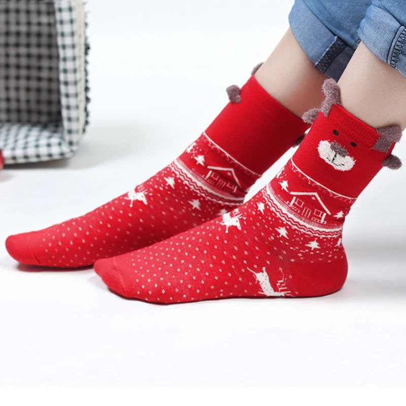 Новые зимние забавные Женские носочки для девочек Meias милые Рождественские Носки