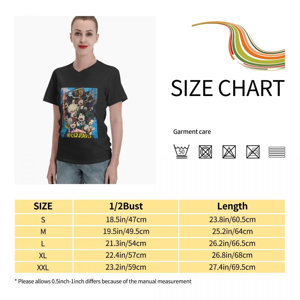 

Anime Fans Izuku Midoriya woman T Shirts Micro play V-neck T-shirt with short sleeves