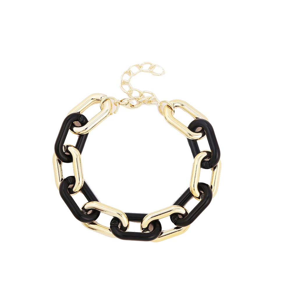 

Punk Chunky Cuban Thick Chain Bracelets for Women Men New Design Twist Alloy Acrylic Bangles Bracelets Statement Jewelry