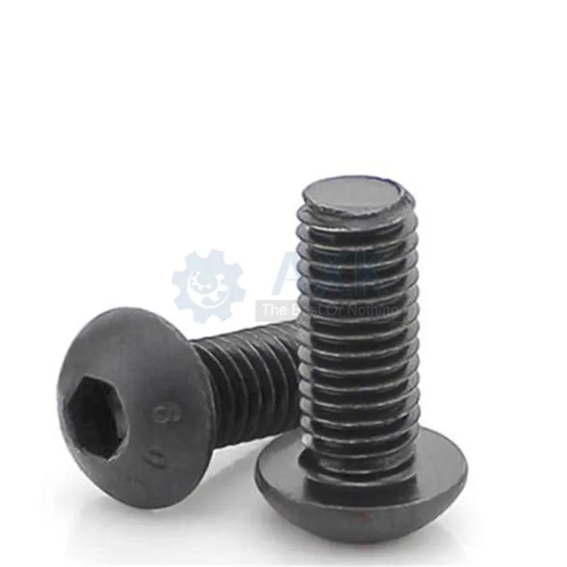 M2 M2.5 M3 M4 M5 M6 M8 M10 Grade 10.9 Alloy Steel Screws Hex Socket Round Head Cap Black Screw Furniture Fastener Bolt