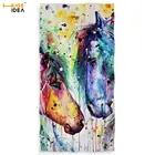 Пляжное полотенце HUGSIDEA из микрофибры, акварельное полотенце для душа и ванны с принтом Crazy Horse, цветное яркое полотенце для лица с сухими волосами диких животных, домашнее полотенце