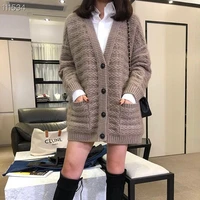 sweater cardigan jacket female loose korean student spring and autumn 2021 new sweater trend round button net red hot sale