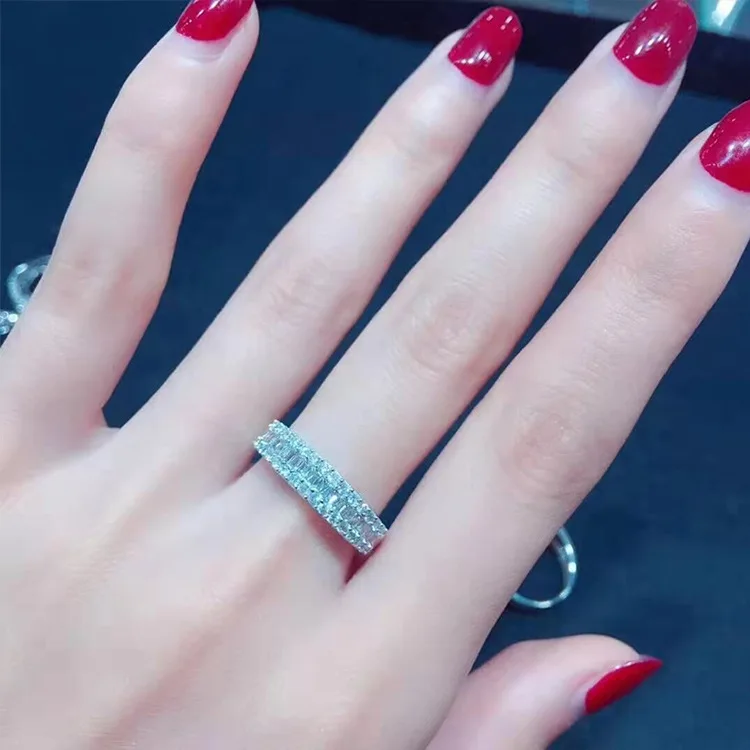 

Real 14K White Gold Jewelry Bohemia Ring for Women Fine Anillos De Bizuteria Wedding Natural 2 Carat Diamond Jewelry Rings Box