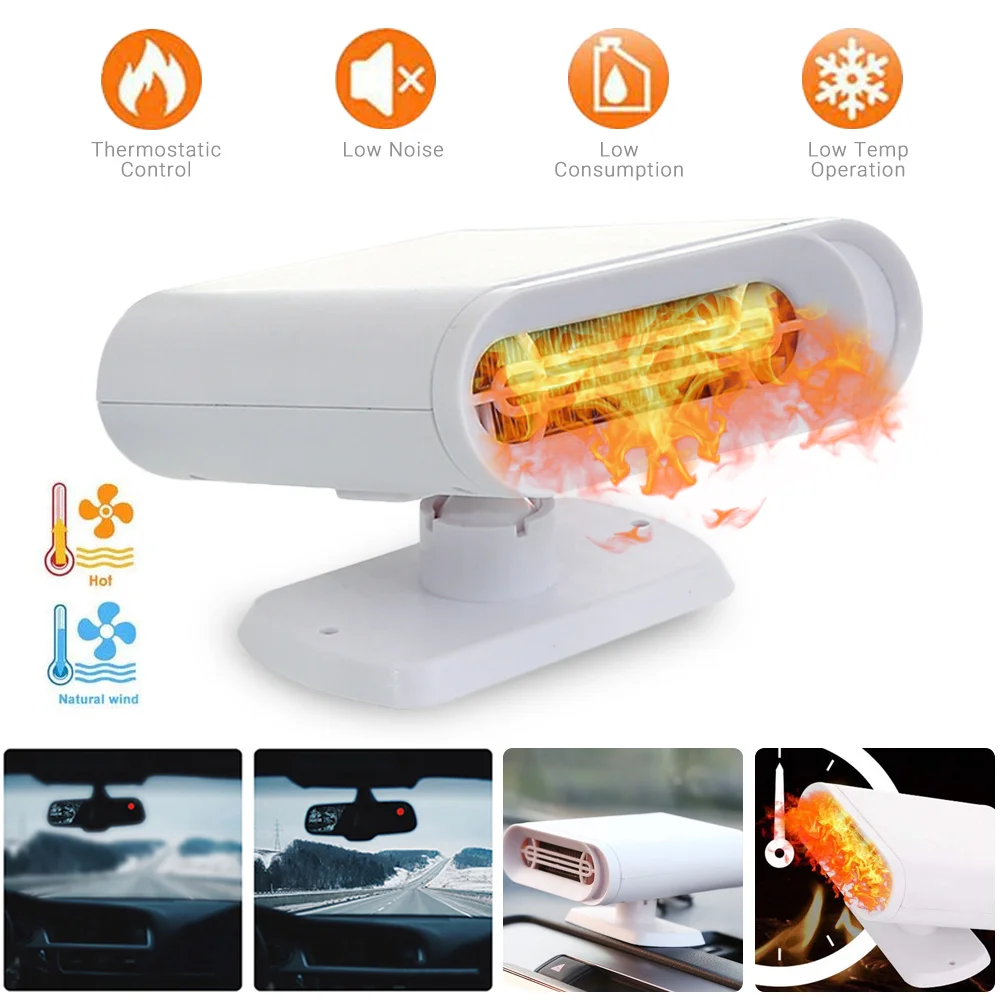 

30S Fast Car Heater 12V/24V 150W Mini Electric Cooling Heating 3 in 1 Fan Portable Dryer Windshield Defogging Demister Defroster