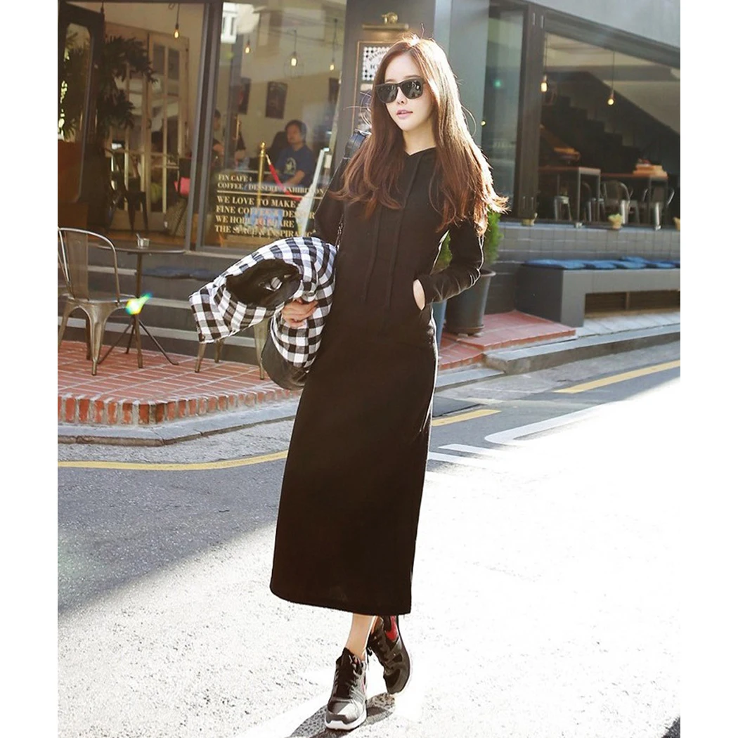 Осенне-зимнее уплотненное платье с кроличьим мехом женское корейское теплое