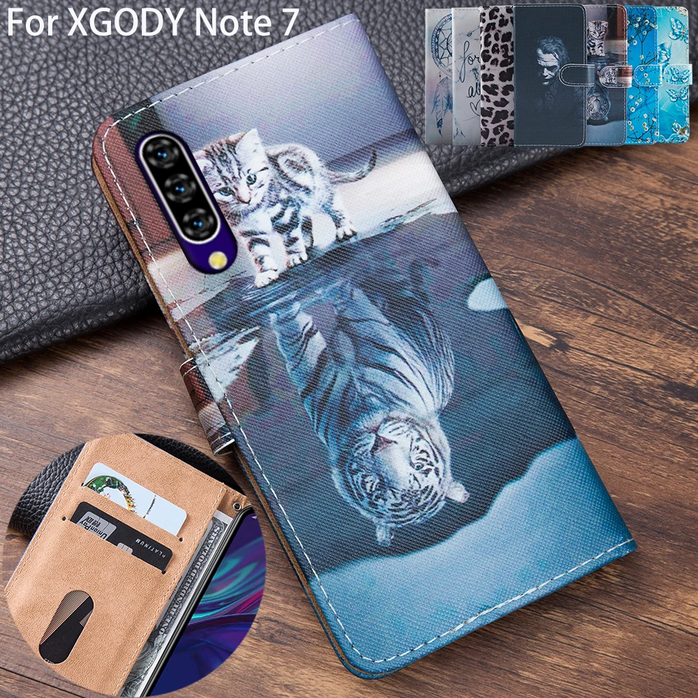 XGODY Ноут 7 милый кошачий кошелек-чехол в стиле Flip Book для Note7 с 3D тиснением картинки-рисунка цветочного рисунка на коуке.