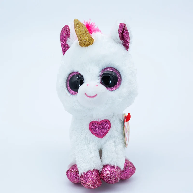 15 см TY Beanie Boo's большие глаза Цвет Белый Единорог серия Зебра Коза плюшевая ткань