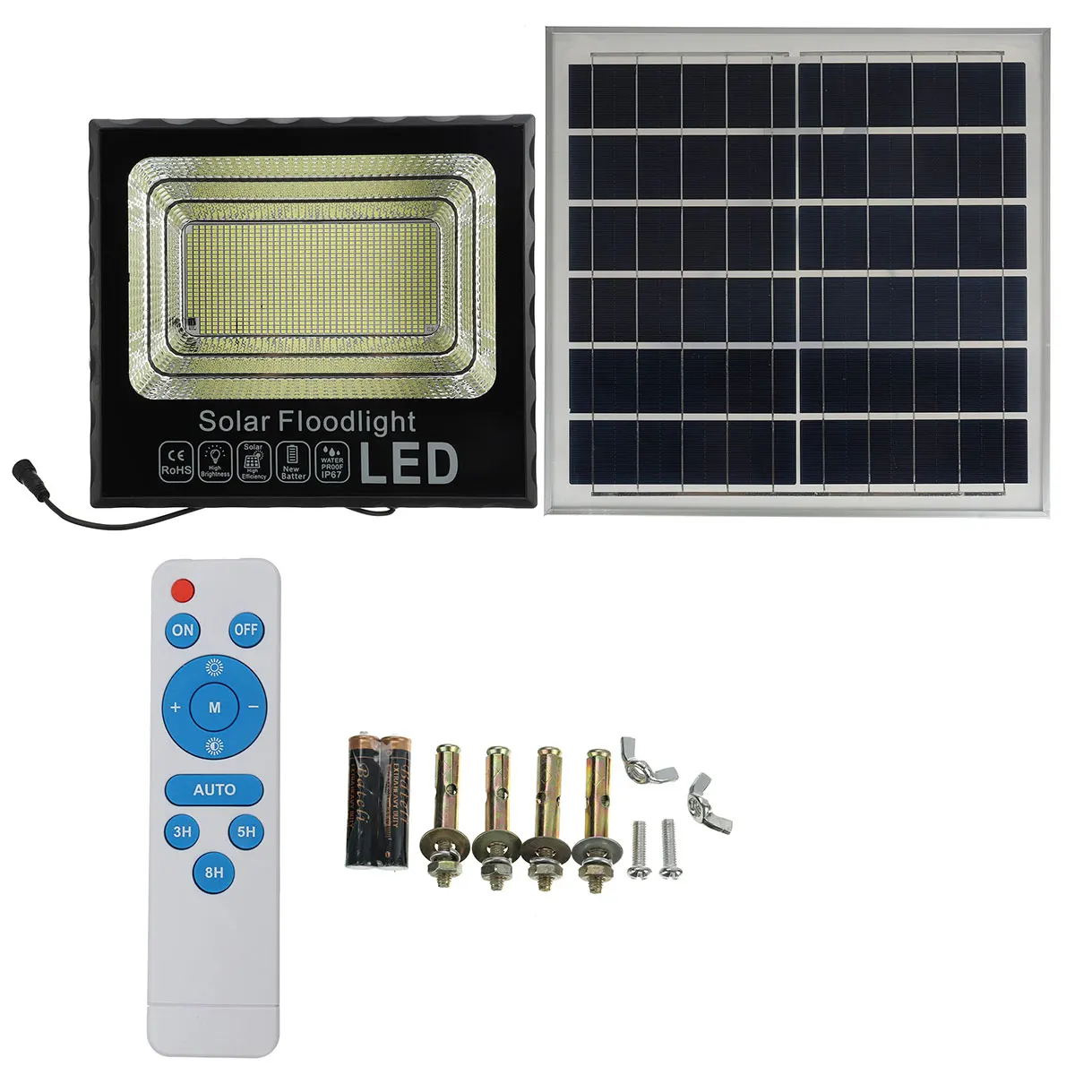 

LED Solar Panel Garden Lamp Outdoor Flood Lights IP67 Waterproof Floodlight Spotlight Wall Lamp with Wireless Remote Street Lamp