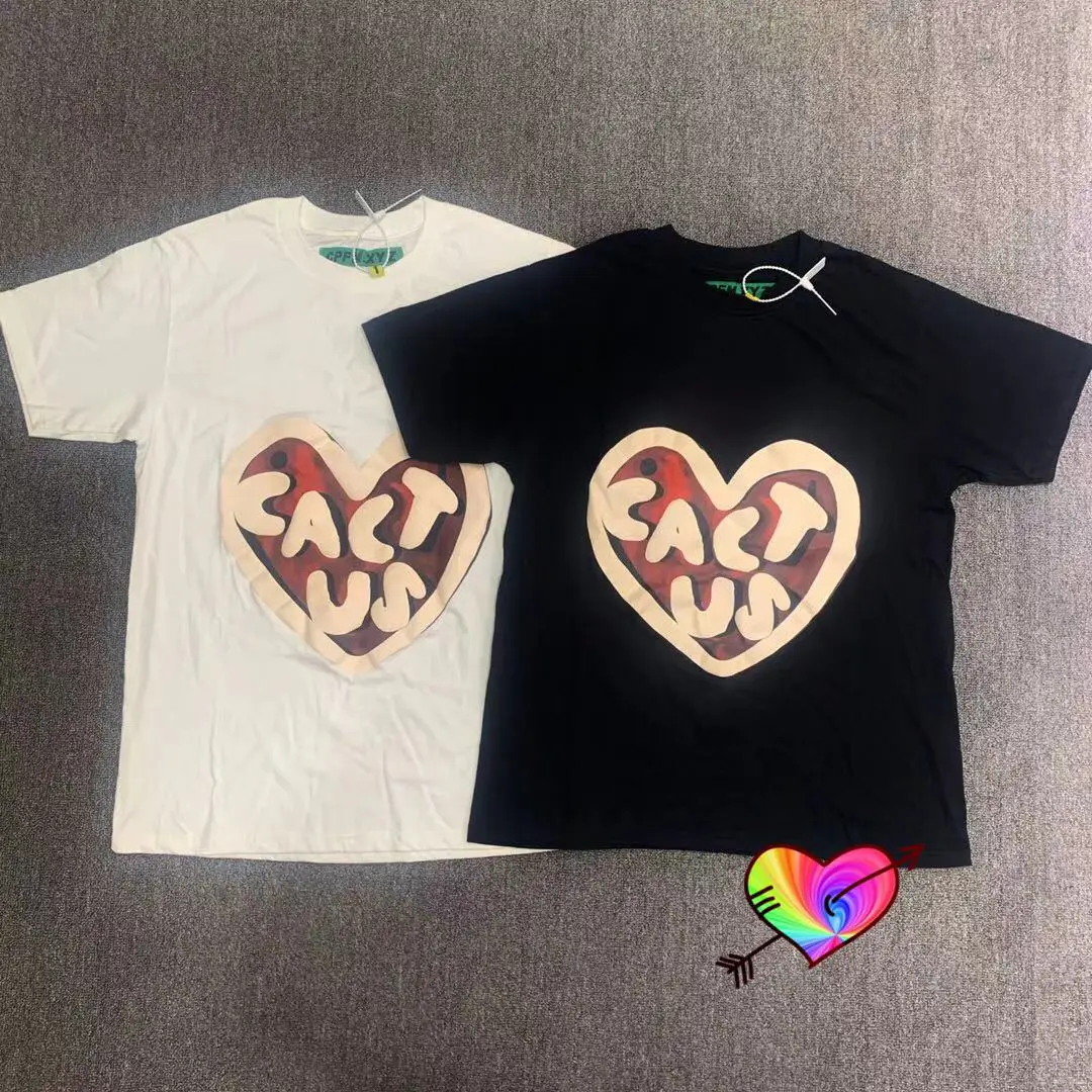 

CPFM.XYZ T shirt Men Women 1:1 High Quality Cactus Heart-shaped CPFM Tee 3D Heart Guideline Foam Print Tops Short Sleeve Kanye