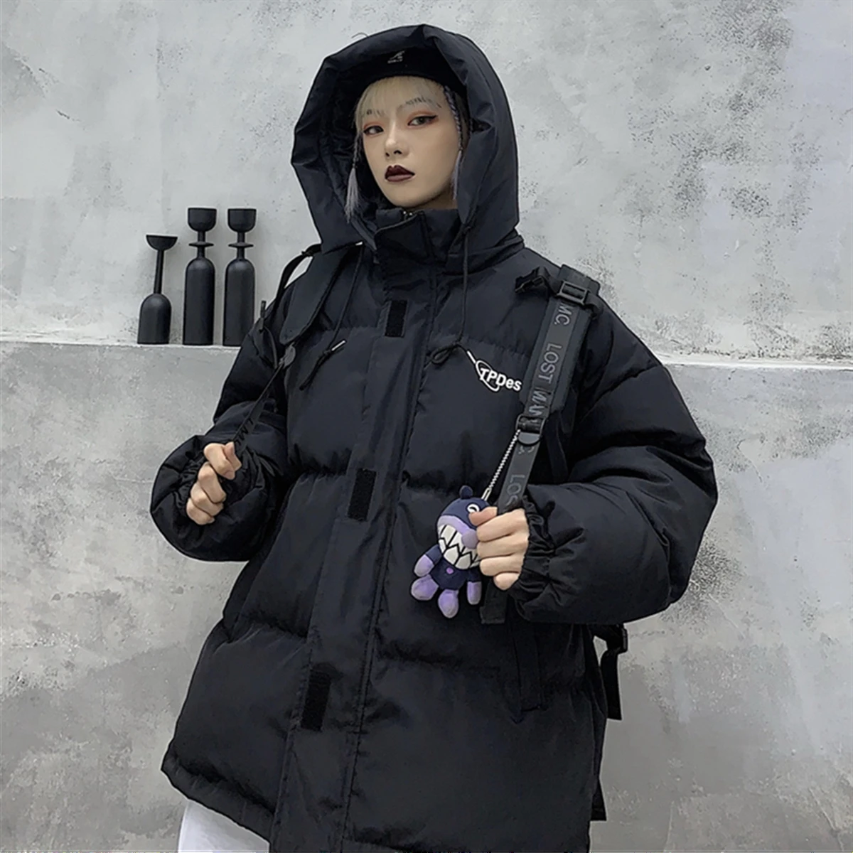 

Winter 2020 New Korean Edition Black Coat Loose Oversize Cotton Coat Ladies Coats and Jackets Plus Size Clothing for Women