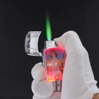 unusual beauty stickers windproof lighter creative torch butane lighter cigarette lighter cigar inflatable fun gadgets gift