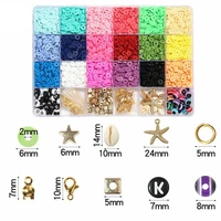 24 grids 6mm soft clay heishi flat beads assortment set for diy bracelet necklace earring jewelry making diy craft