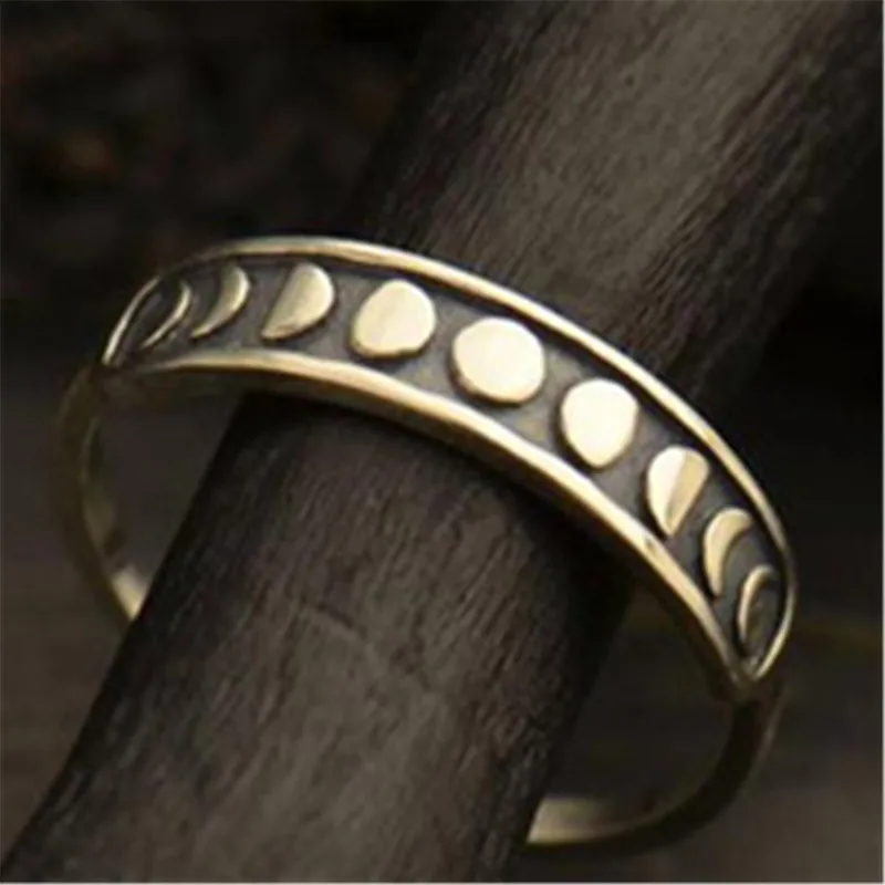 

Milangir New Hot Simple Retro Moon Round Missing Ring Creative Ancient Moon Finger Unisex Rings