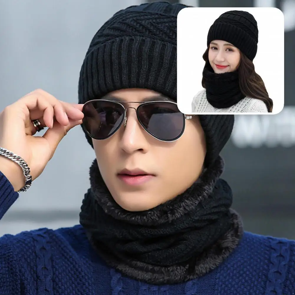 

4 Colors 1 Set Good Winter Knitted Hat Scarf Set Soft Winter Hat Long Lasting for Women